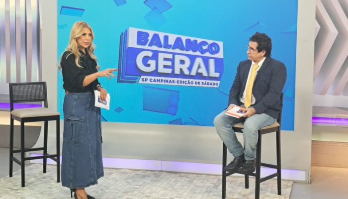 apresentora Fernanda Comora e o Dr. Alexander Bez (psicólogo e escritor)